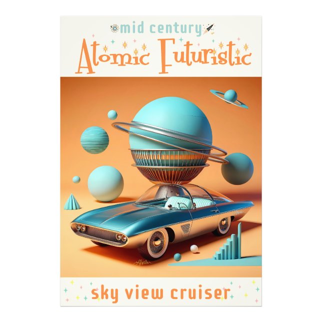 Atomic Futuristic Sky View Cruiser Car  Fotodruck (Vorne)