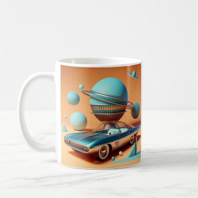 Atomic Futuristic Sky View Cruiser Car  Kaffeetasse (Links)