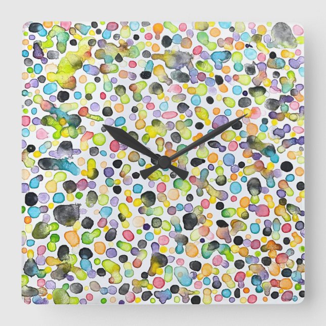 Atomic Gumdropp Wall Clock Quadratische Wanduhr (Vorderseite)