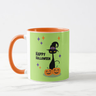 Atomic Halloween Cat Mitte des Jahrhunderts Tasse