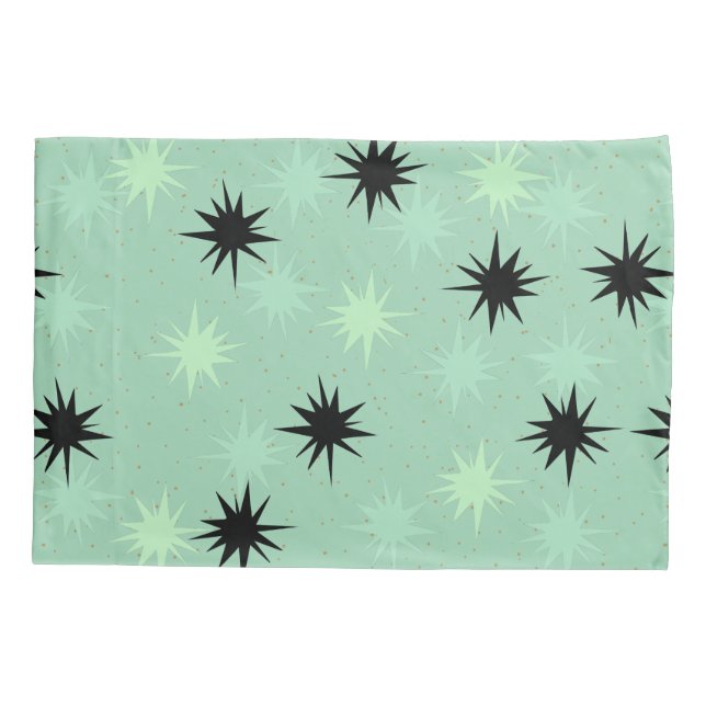 Atomic Jade & Mint Sternexplosionen Pillowcase Kissenbezug (Rückseite)