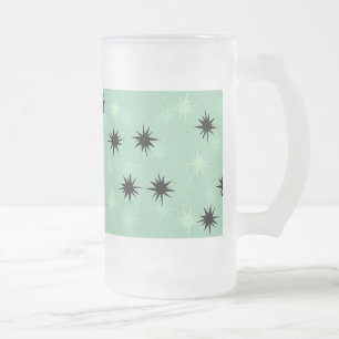 Atomic Jade und Mint Starbursts Frosted Glass Tass Mattglas Bierglas