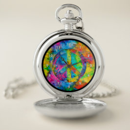 [Atomic Krawatte-Dye] Regenbogenfarben Friedenszei Taschenuhr