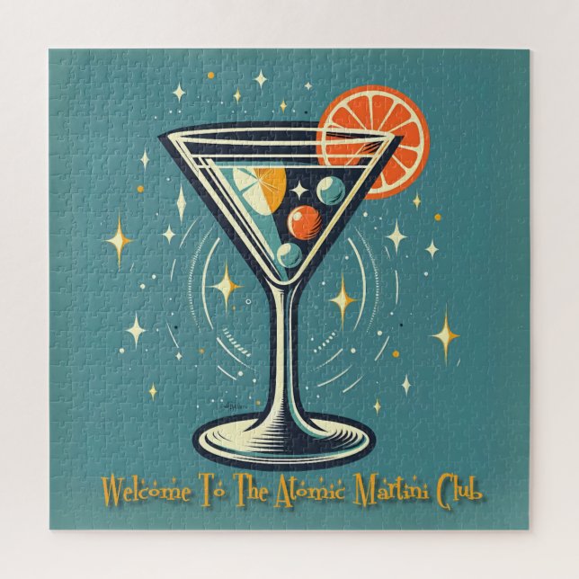 Atomic Martini Club Retro Futuristic Cocktail Puzzle (Vertikal)