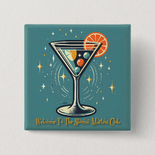 Atomic Martini Club Retro Futuristischer Cocktail Button