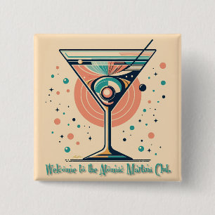 Atomic Martini Club Retro Futuristisches Weltraumz Button