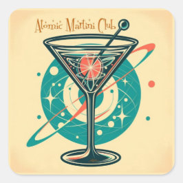 Atomic Martini Club Space Age Quadratischer Aufkleber