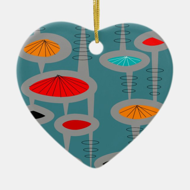 Atomic Mid Century Inspiriert Abstrakt Keramik Ornament (Vorne)