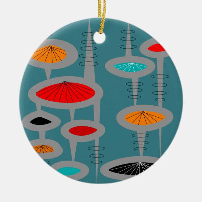 Atomic Mid Century Inspiriert Abstrakt Keramikornament (Vorne)