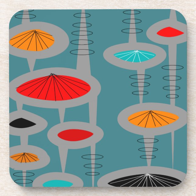 Atomic Mid Century Inspiriert Abstrakt Untersetzer (Vorderseite)