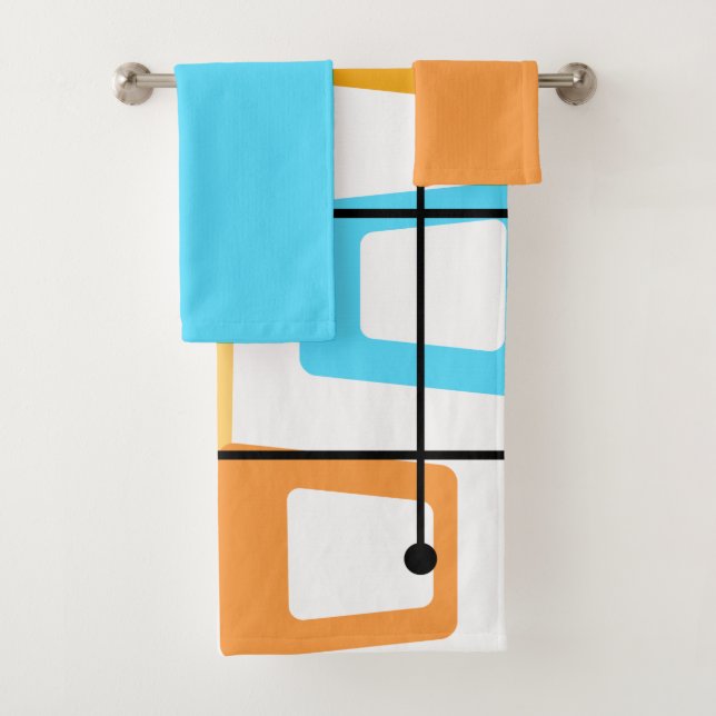 Atomic Mid Century Modern Bath Towel Set (Insitu)