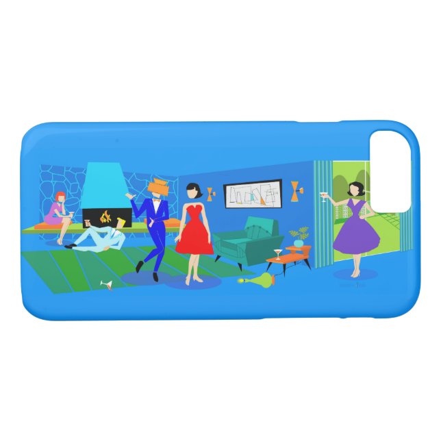 Atomic Palm Springs Cocktail Party iPhone Case (Rückseite (Horizontal))