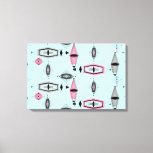 Atomic Pink & Grey Pattern Wrapped Canvas Leinwanddruck
