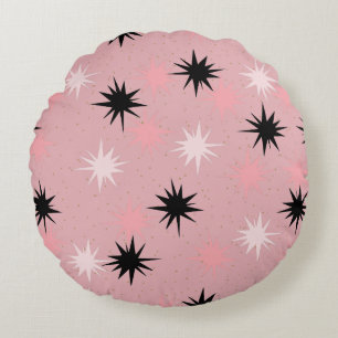 Atomic Pink Starbursts Round Pillow Rundes Kissen