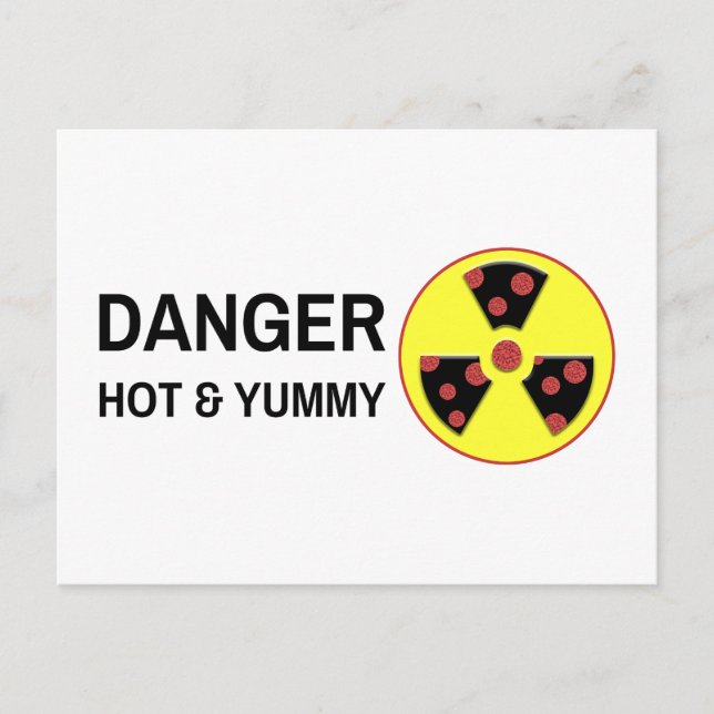Atomic Pizza Hot und Yummy Postkarte (Vorderseite)