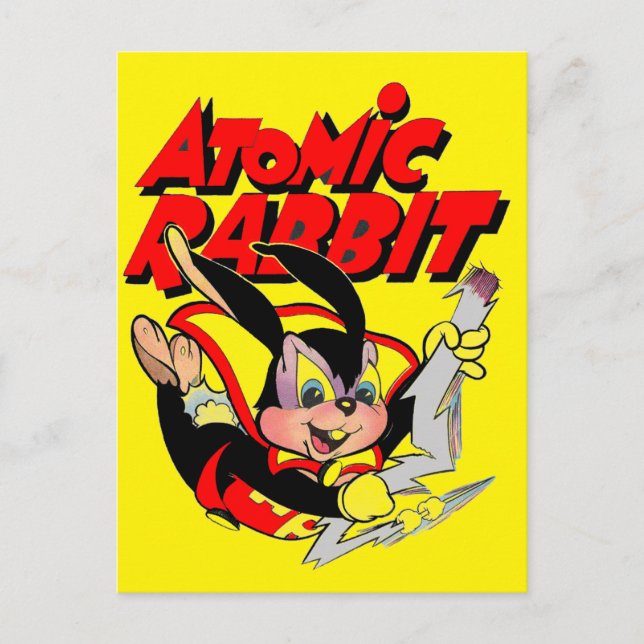 Atomic-Rabbit-Superheld Postkarte (Vorderseite)