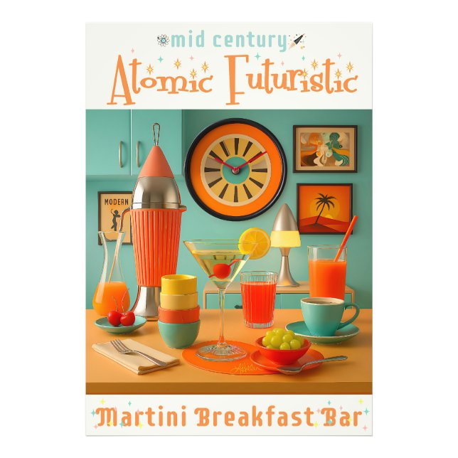 Atomic Retro Futuristic Martini Breakfast Bar Fotodruck (Vorne)
