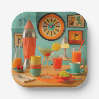 Atomic Retro Futuristic Martini Breakfast Bar Pappteller