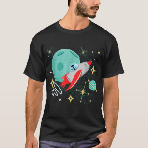 Atomic Rocket Cat Funny MidCentury Cat Futuristic T-Shirt