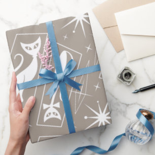 Atomic Star Cat MidCentury Modern Christmas MCM Geschenkpapier