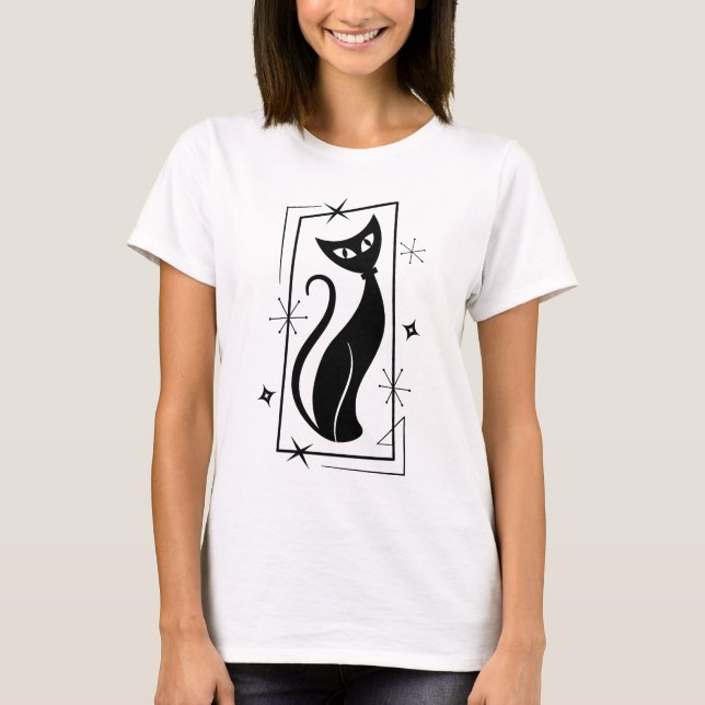 Atomic Star Cat MidCentury Modern Space MOD MCM T-Shirt (Vorderseite)