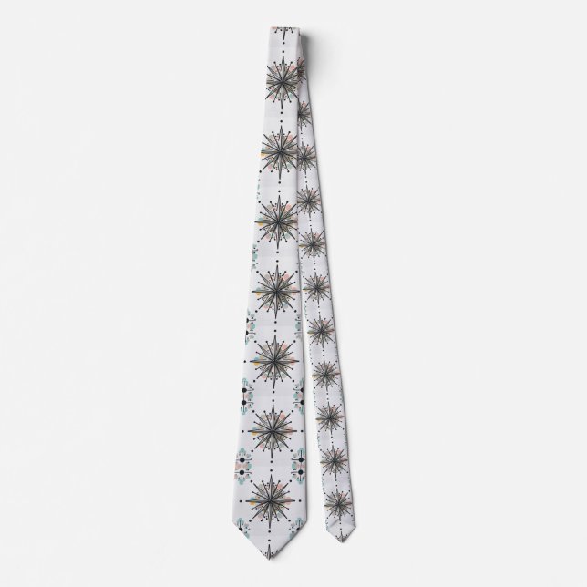 Atomic Starburst Retro Mid Century Modern Krawatte (Vorderseite)