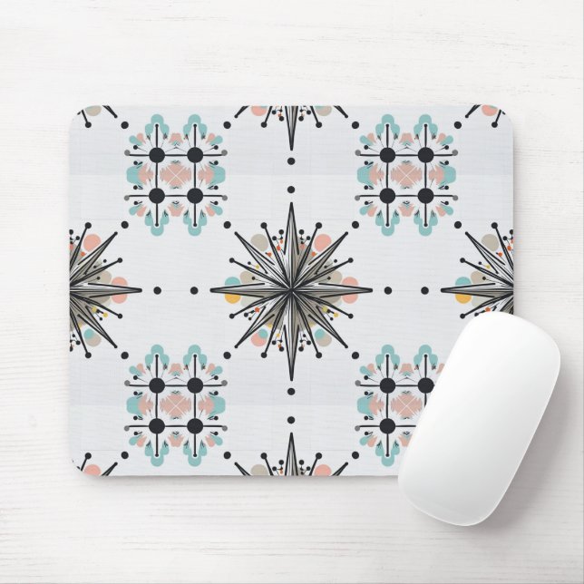 Atomic Starburst Retro Mid Century Modern Mousepad (Mit Mouse)