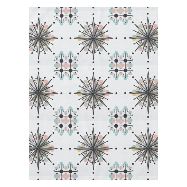 Atomic Starburst Retro Mid Century Modern Tischdecke (Vorderseite)