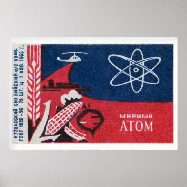 Atomic Symbol Soviet Union Mid-Century Matchbox Poster (Vorne)