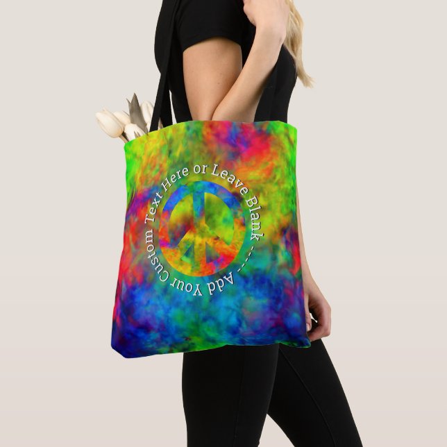 [Atomic Tie-Dye] Peace Symbol Custom Text Tote Bag (Von Nahem)