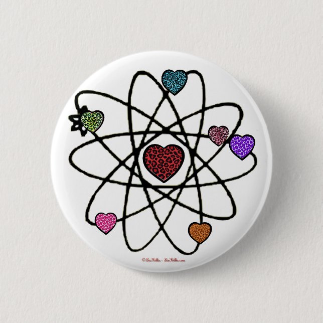 Atomic Valentine Leopard Print Hearts Button (Vorderseite)