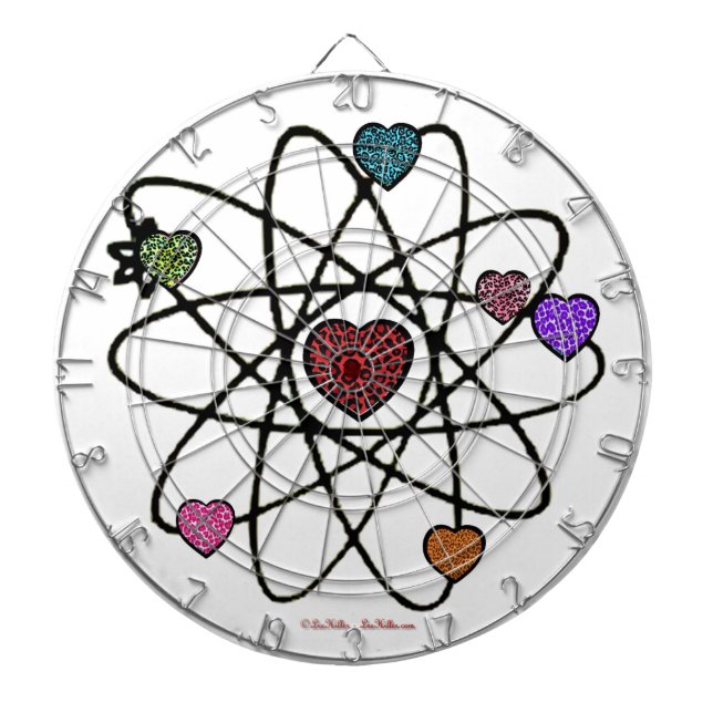 Atomic Valentine Leopard Print Hearts Dartscheibe (vorne)