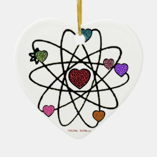 Atomic Valentine Leopard Print Hearts Keramikornament