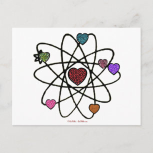 Atomic Valentine Leopard Print Hearts Postkarte