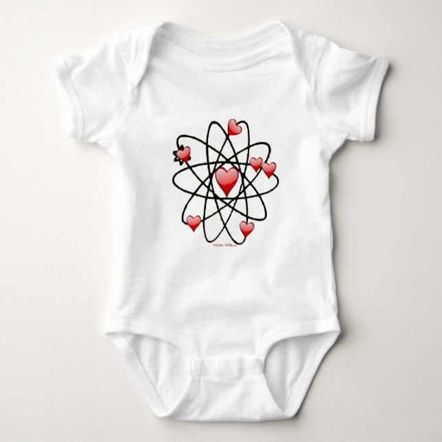 Atomic Valentine Red Hearts Baby Strampler (Vorderseite)