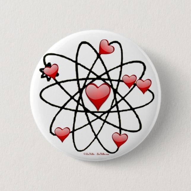 Atomic Valentine Red Hearts Button (Vorderseite)