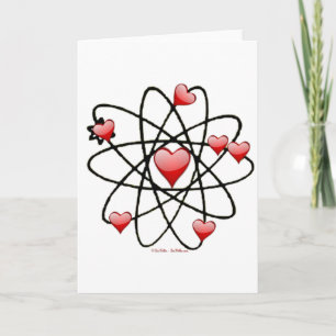 Atomic Valentine Red Hearts Feiertagskarte