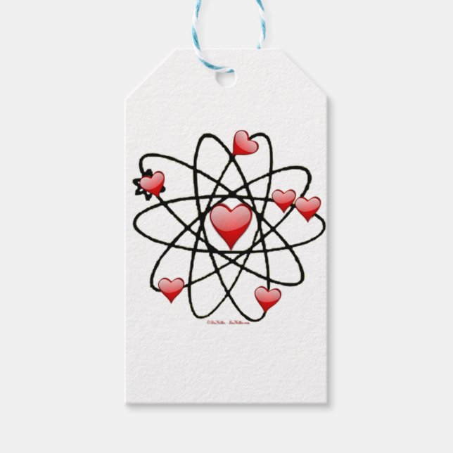 Atomic Valentine Red Hearts Geschenkanhänger (Vorderseite)