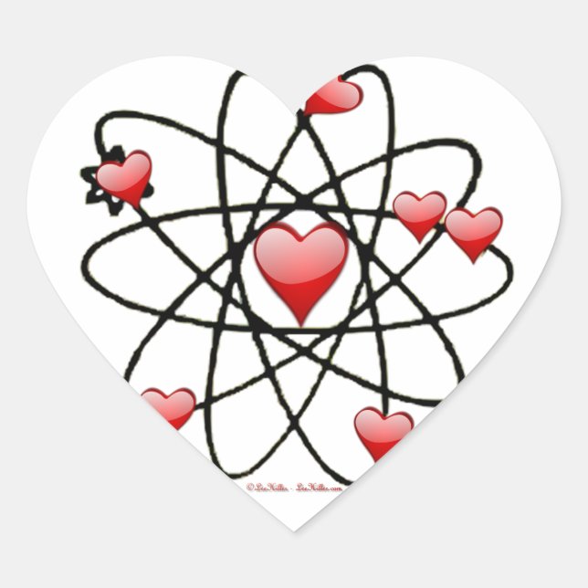 Atomic Valentine Red Hearts Herz-Aufkleber (Vorderseite)