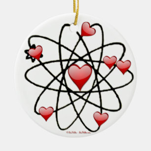 Atomic Valentine Red Hearts Keramik Ornament