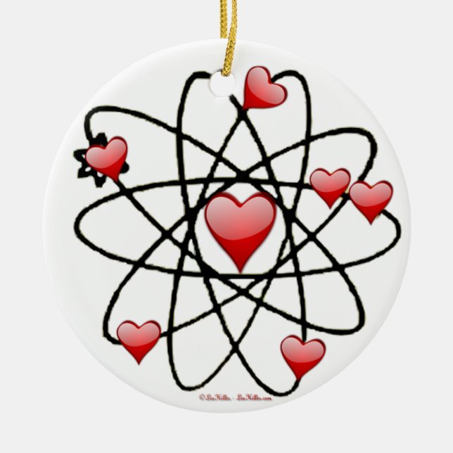 Atomic Valentine Red Hearts Keramik Ornament (Vorne)