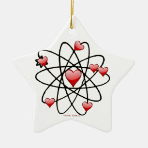 Atomic Valentine Red Hearts Keramikornament