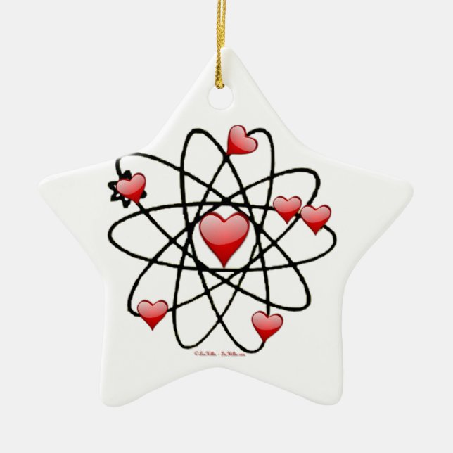 Atomic Valentine Red Hearts Keramikornament (Vorne)