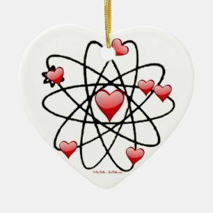Atomic Valentine Red Hearts Keramikornament