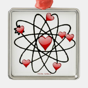 Atomic Valentine Red Hearts Ornament Aus Metall