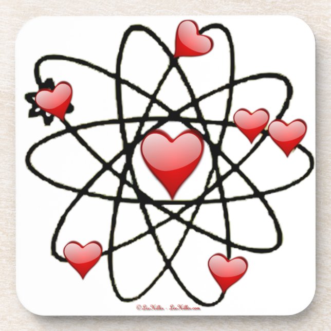 Atomic Valentine Red Hearts Untersetzer (Vorderseite)