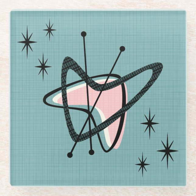 Atomische Boomerangs und Sternexplosionen des Mitt Glasuntersetzer (Vorderseite)