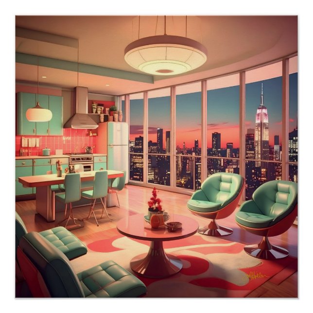 Atomische futuristische Penthouse-Wohnung Poster (Vorderseite)