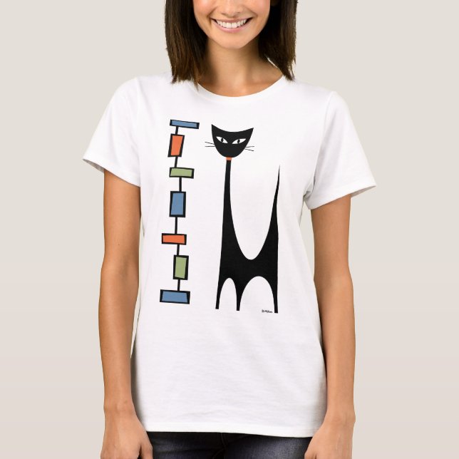 Atomische Katze mit Mod-Rechtecken 1 T-Shirt (Vorderseite)