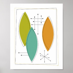 Atomische Ornamente Mid Century Modern Art Poster